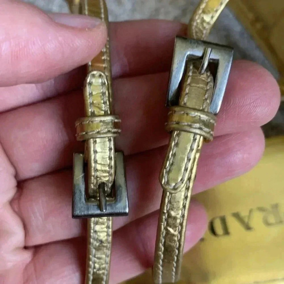 Two pairs Prada, flat metallic sandals - Picture 7 of 14